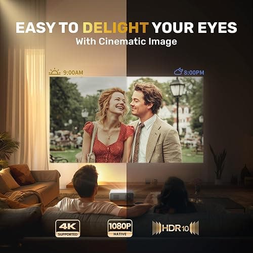 Aurzen EAZZE D1 Smart Projector with WiFi and Bluetooth, Netflix-Officially-Licensed, Auto Focus & Keystone, DoIby Audio, Zoom, Native 1080P Movie, Portable Outdoor Mini Projector, White thumbnail 4