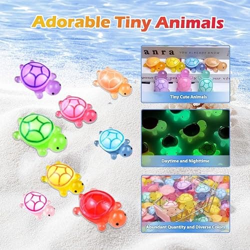100 Pcs Mini Turtle Blind Bags for Kids - Glow in The Dark Resin Turtles Collectible Sea Turtle Toys for Party Favors, Treasure Hunt Games Dollhouse Decor, Mini Garden Landscape, Cake Toppers thumbnail 7
