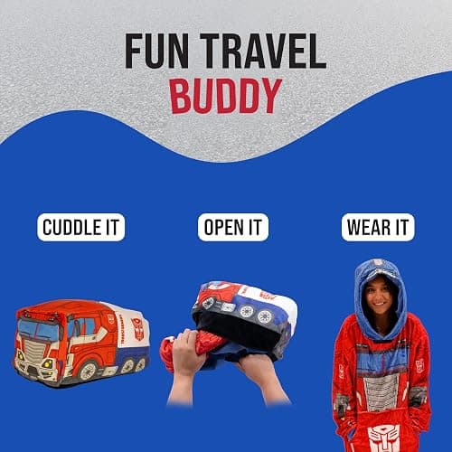 Transformers Plushible Wearable Blanket Hoodie, Hasbro Optimus Prime, 2-in-1 thumbnail 6