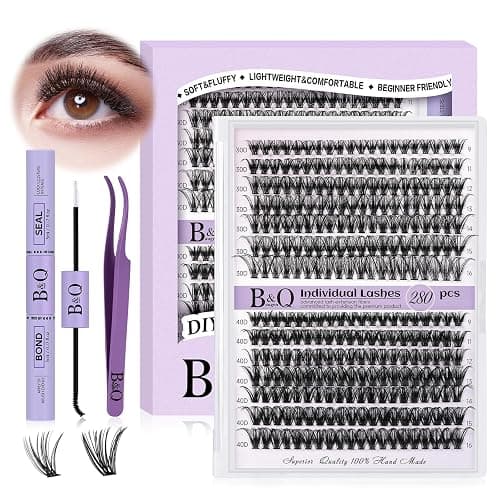 DIY Lash Extension Kit 280pcs Individual Lashes Cluster D Curl Eyelash Extension Kit Lash Clusters with Lash Bond and Seal and Lash Applicator Tool for Self Application (KIT,30D+40D-9-16MIX) - Image 1