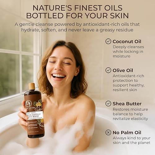 Dr. Jacobs Naturals Pure Castile Soap Liquid Body Wash, Shea Butter - Plant Based Soap Infused with Vitamin E and Aloe Vera to Moisturize Dry and Sensitive Skin - Made in The USA - 32 oz, Pack of 1 thumbnail 3