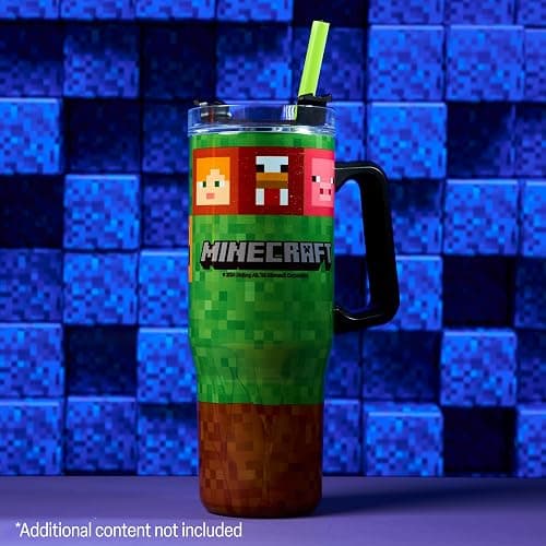 Minecraft Insulated Tumbler Travel Mug 940ml/33oz Creeper Water Bottle with Straw & Handle Thermal Double Wall Vacuum Insulation Drinks Cold Up to 17Hrs, Hot Up to 8Hrs, 45Hrs Ice thumbnail 2