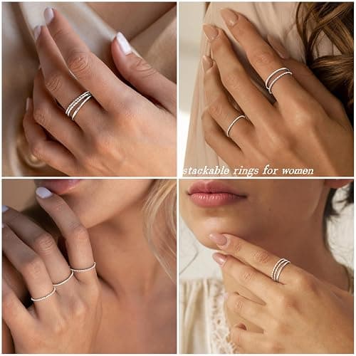 Gokeey Gold Rings for Women Non Tarnish, Dainty 14K Gold Plated Stackable Thin Thumb Ring Set Trendy Pinky Wedding Bands Engagement Rings for Women Size 4 5 6 7 8 9 10 11 thumbnail 3