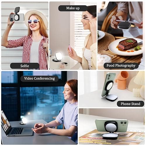 Magnetic Selfie Light Compatible with MagSafe for iPhone – Rechargeable LED Fill Light with Mirror, CRI≥95, 5 Color Temps, Foldable Ring Light thumbnail 5