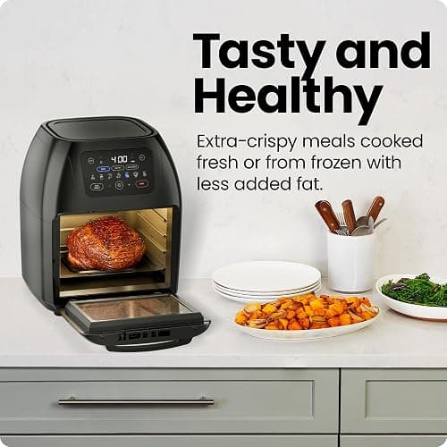 CHEFMAN Multifunctional Digital Air Fryer+ Rotisserie, Dehydrator, Convection Oven, 17 Touch Screen Presets Fry, Roast, Dehydrate, Bake, XL 10L Family Size, Auto Shutoff, Large Easy-View Window, Black thumbnail 4