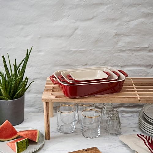 STAUB Ceramic 3-pc Rectangular Baking Dish Set, Cherry thumbnail 3