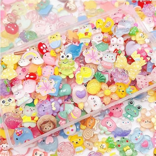 JINDUODUO 120 Pcs Flatback Resin Slime Charms, Bulk Kawaii Assorted Cute Charms Ornaments for Phone Junk Cases, Scrapbooking, DIY Crafts thumbnail 4