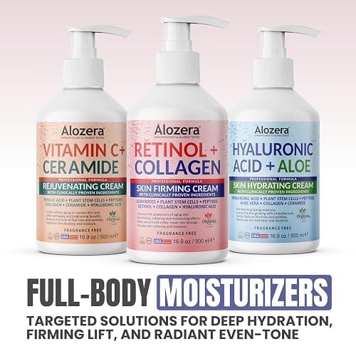 Alozera Skin Firming Retinol Collagen Body Lotion with Stem Cells for Aging Skin and Wrinkles, Non-Greasy, Lightweight Moisturizer, Fragrance-Free, 16.9 oz 2-Pack thumbnail 6