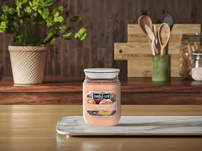 Candle-lite Scented Candles, Sun-Kissed Peach, 18 oz Jar, Proudly Poured in The USA, Aromatherapy Candle, Single-Wick with 110 Hours of Burn Time, Perfect for Creating an Inviting Ambiance thumbnail 2