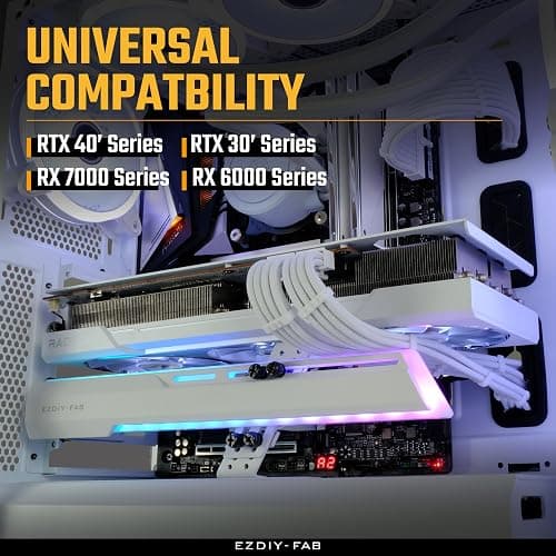 EZDIY-FAB 5V ARGB GPU Holder Brace Graphics Card GPU Support Video Card Holder Bracket, Strenchable Structure, Video Card Sag Holder/Holster Bracket Support RX7990XTX, RTX4090, White-341-1 thumbnail 2