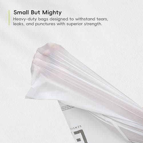 EKO 2.6 Gallon / 7-10 Liter, 80 Count Small Drawstring Trash Bags, Extra-Strong Unscented Garbage Bags, Easy-Dispense Roll for Kitchen & Household Use, Resists Tears, Leaks and Punctures, Code B White thumbnail 6