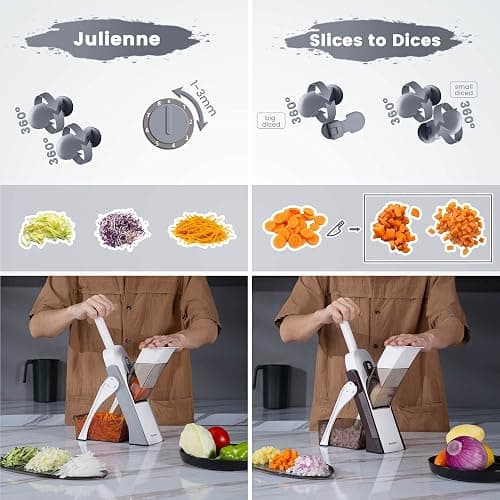 SupMaKin Mandolina di verdure, Spessore regolabile Patate Affettatrice Cipolla Chopper Kitchen Chopping Artifact Multifunzionale Cutte thumbnail 5