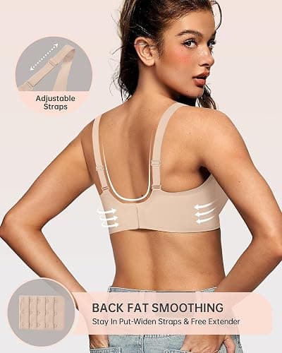 OEAK Womens Jelly Bras Wireless Deep V Bralette Comfy Push Up Tshirt Bras | Comfortable,support and lift,no underwire,bralettes,plunge,full coverage,invisible,balconette,minimizer,no show,soft thumbnail 3