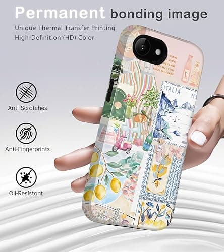 Amzfield Compatible with iPhone 16e/17e Cse, Aesthetic Summer Phone Case Cute Italy Culture Collage for Girl Women, Scratch Resistant Shockproof Protective Girly Case for iPhone 16e for iPhone 17e thumbnail 4