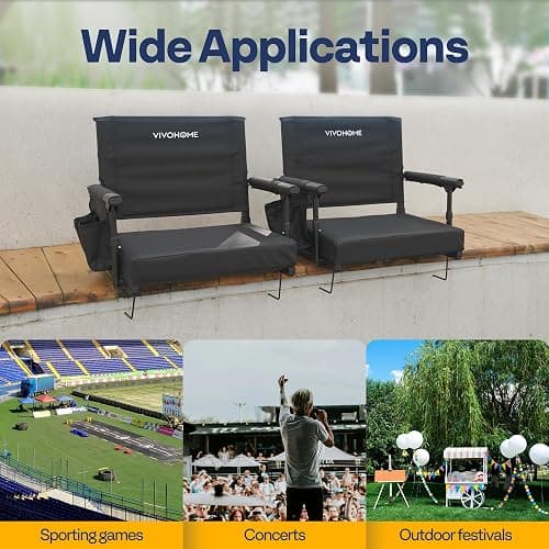 VIVOHOME Stadium Seats with Back Support, Bleacher Chair for Sports Events | Foldable, Easy To Carry, Adjustable Length Shoulder Strap, Two Cup Holders, Armrest, Anti-slip Bottom, Weight Capacity 350 Lb thumbnail 6