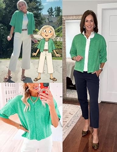 Springrain Cardigan Sweaters for Women Lightweight Knit Cropped Cardigan Button Up Solid Knitwear thumbnail 2