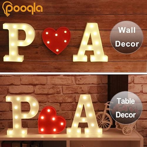 Pooqla LED Marquee Letter Lights Sign, Light Up Alphabet Letter for Home Party Wedding Decoration P thumbnail 5