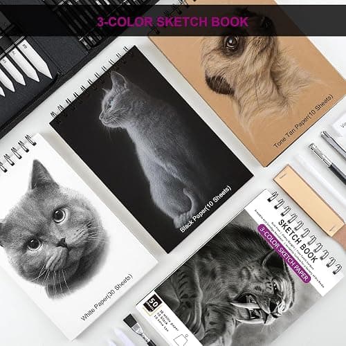 HIFORNY 100 PCS Drawing Set Sketching Kit,Sketch Pencils Art Supplies with Graphite,Charcoal,Blending Tools & Accessories,Portable Zippered Travel Case for Artists & Beginners thumbnail 7