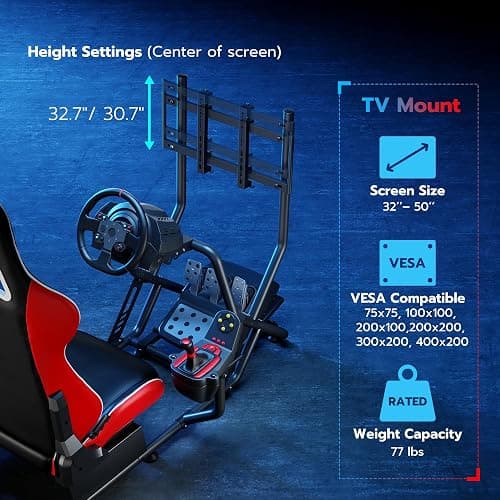 ARES WING Racing Simulator Cockpit with Monitor Mount and Seat, Formula and GT Sim Racing Cockpit Compatible with Fanatec, Thrustmaster, Logitech, Moza Racing Games on PS5, PS4, Xbox and PC thumbnail 6