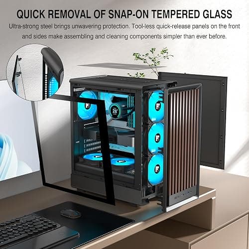 FOIFKIN M1 PC Case -Walnut Front pane Pre-Installed 4 PWM ARGB Fan, ATX Mid-Tower Gaming PC Case, with Type-C,FOIFKIN (Black, M1) thumbnail 4