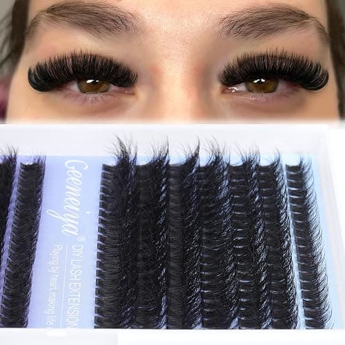 Geeneiya Lash Extension Kit Thick Cluster Lashes DIY Eyelash Extension Kit Individual Lashes Kit with Lash Bond and Seal Glue, Lash Applicator, DIY at Home for Beginners(Thick 60D+80D, 280Pcs) thumbnail 2