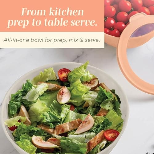 COOK WITH COLOR Mixing Bowls with Lids - 12 Piece Plastic Nesting Bowls Set includes 6 Prep Bowls and 6 Lids, Diamond Design - Microwave Safe, Orange thumbnail 9