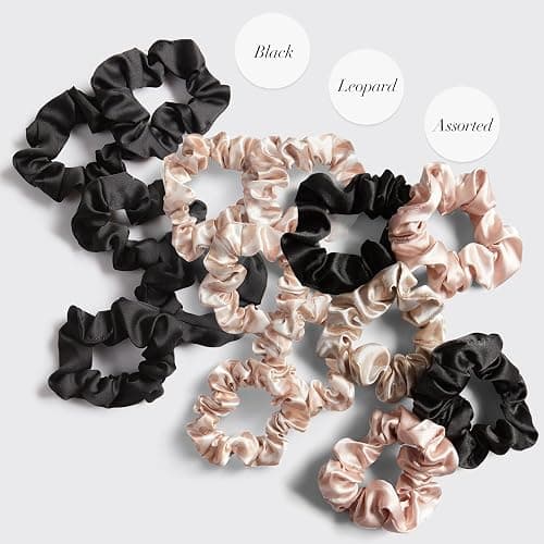 Kitsch Satin Scrunchies for Women - No Crease Hair Ties for Girls | Scrunchies For All Hair Types and Textures, Perfect for Day or Night - 5 Pcs, Assorted - Blush & Black - 1 count (Pack of 5) thumbnail 8