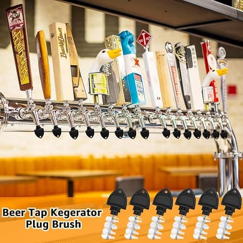 Beer Faucet Cap Keg Tap Brush, 4Pcs Beer Tap Plugs & 4Pcs Kegerator Tap Cover for Most Standard American Beer Faucets thumbnail 6