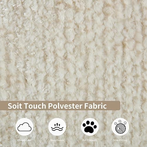 Gfovixo 55 inch Oversized Round Chair, Fluffy Chenille Boneless Sofa with Extra Deep Seat for Living Room Lounge (Beige) thumbnail 8