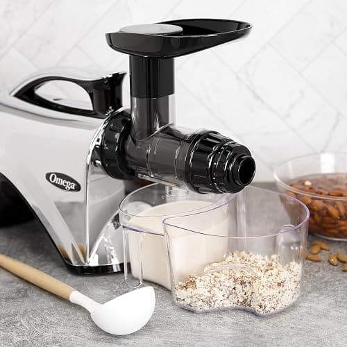 Omega Juicer Premium Vegetable and Fruit Juice Extractor and Nutrition System Makes Nut Milks Baby Food and Sorbets, Adjustable Pressure Settings 80-RPM Slow Masticating Juicer, 150-Watts, Silver thumbnail 4