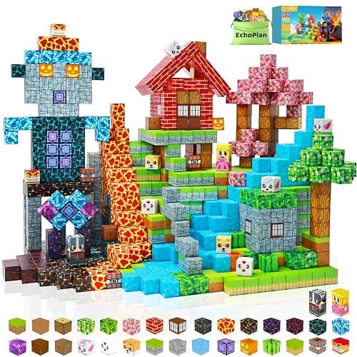 EchoPlan 150PCS Magnetic Blocks, Magnetic Building Blocks, STEM Constructions Magnet Blocks for Boys Girls Age 3 4 5 6 7 8 9 10, Sensory Stacking Toy Christmas Birthday Gifts for Kids, 1" Large Size - Image 1