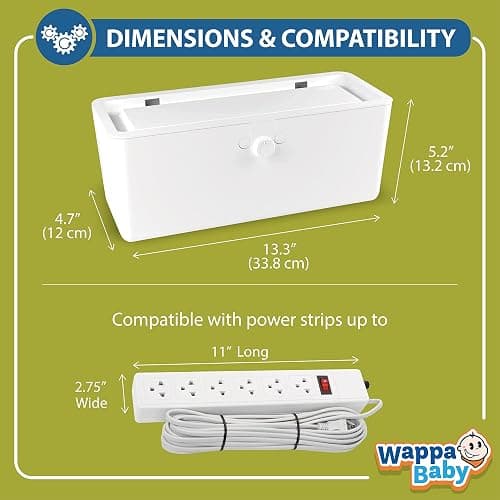 Power Strip Cover Box - Effectively Baby Proofs Power Strip with Patented Dual Lock. Convenient Side Openings for Cords & Cables. Protects Small Hands & Fingers thumbnail 2