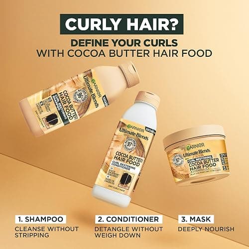Garnier Hair Food Multi-use Hair Treatment Mask, Cocoa Butter, 400ml | Up to 72H Curl Bounce, Made of 97% Natural Origin Ingredient, No Silicones, No Artificial Colorants, Cruelty Free, Vegan thumbnail 6