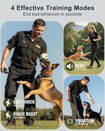 Jugbow Dog Shock Collar - 4500FT Dog Training Collar with Remote, IPX8 Waterproof Electric Dog Collar with 4 Training Modes, Security Lock, Rechargeable eCollar for 10-120lbs Small Medium Large Dogs thumbnail 2