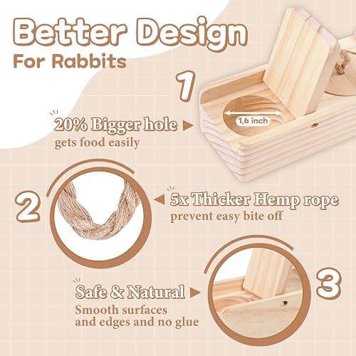 SoulThink® Interactive Wooden Pet Rabbit Toys - Sniff n' Snack Bunny Chew Toys for Rabbit Treats, Suited as Guinea Pig, Hamster for Boredom, Bunny Toys for Rabbits Keep Busy (2 Sets) thumbnail 6