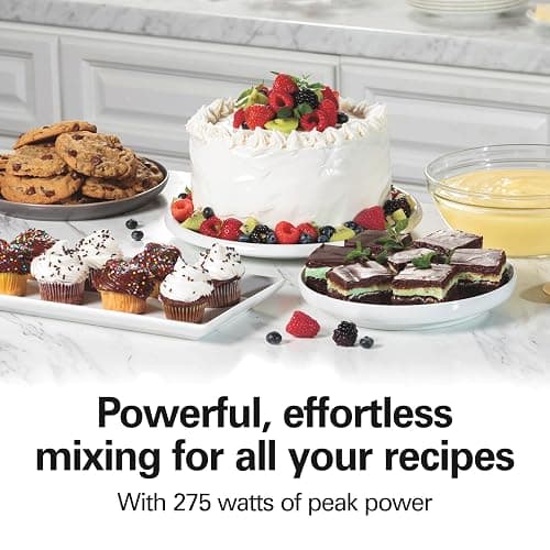 Hamilton Beach 6-Speed Electric Hand Mixer With Easy Clean Beaters | Traditional Beaters | Dough Hooks | Whisk | Snap-On Storage Case | 275 Watt Motor | Blue | 62677J thumbnail 6