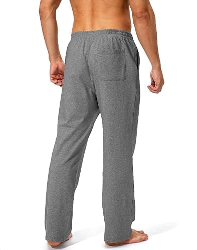Pudolla Men's Cotton Yoga Sweatpants Athletic Lounge Pants Open Bottom Casual Jersey Pants for Men with Pockets thumbnail 3