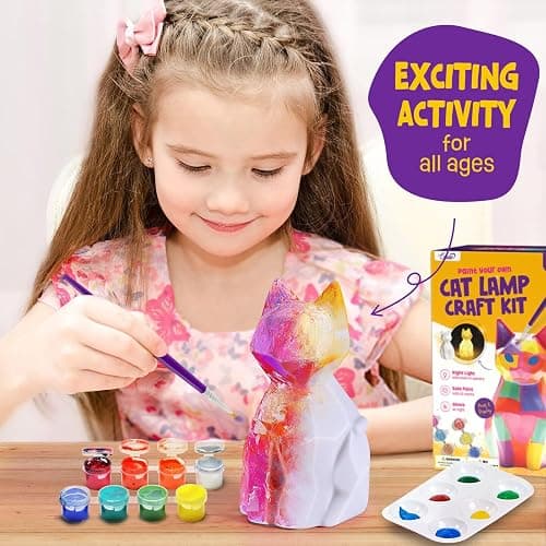 Paint Your Own Cat Lamp Kit, Arts and Crafts for Kids Ages 8-12, Art Supplies Painting kit for Kids 6-12, Cat Night Light Toys Girls Boy Birthday Christmas Gifts for Kid Ages 3 4 5 6 7 8 9 10 11 12+ thumbnail 5