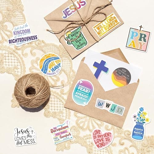 WAKEMOODEI 200PCS Inspirational Christian Stickers, Jesus Bible Verse Stickers for Water Bottle Laptop Journaling, Waterproof Religious Faith Sunday School Gifts for Kids Adults thumbnail 2