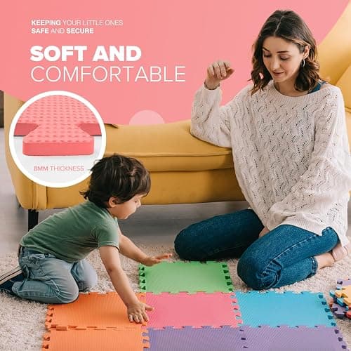 kidoola Foam Baby Play Mat (29x29cm) – Thick & Soft EVA Foam Interlocking Floor Tile Matting for Children – Large Multi Colour, Safe & Comfortable 7mm Thick Play Flooring (27pc) thumbnail 5
