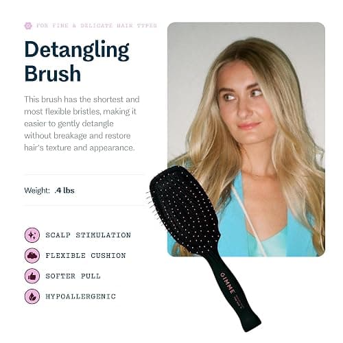 Gimme Beauty Detangling Brush - For All Hair Types - Paddle Scalp Brush - Fine Hair thumbnail 2