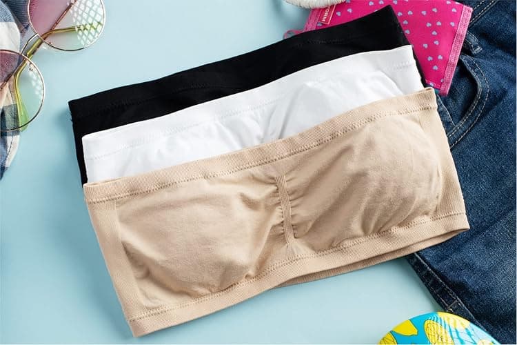 Popular Girl's Bandeau Bra with Removable Padding - Strapless Tube Bra for Girls and Teens, Seamless thumbnail 6