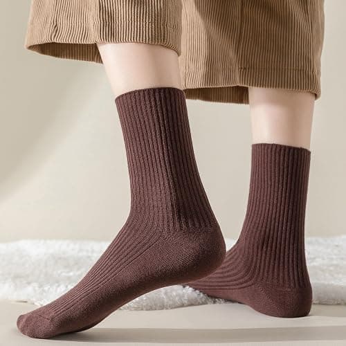 Flydo 6 Pack Women's Crew Socks - Cotton, Cute Casual Athletic Soft Aesthetic thumbnail 8
