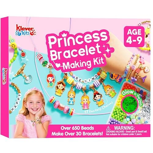 JOVA Klever Kits Princess Bracelet Making Kit, Jewelry Making Kit, Bracelets for Girls, Crafts for Kids, 4 Year Old Girl Birthday Gifts, Over 650 Beads, Make 30+ Designs - Image 1