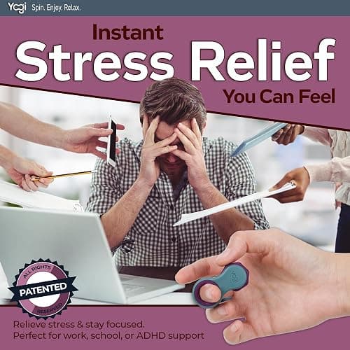 Yogi Fidget Toy for Adults & Kids, Stress Relief Spinner, 5 Silicone Rings | Quiet sensory fidget, silent at work, school & travel, focus & ADHD support, anxiety & stress relief toy, desk fidget, autism thumbnail 4