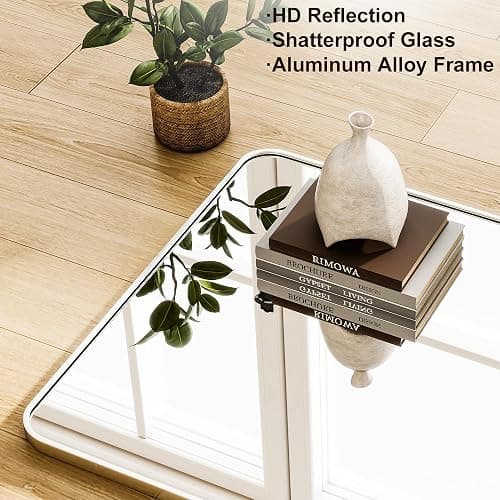 ZENOMIRRIS Silver Full Length Mirror 21 x 56 Inch Nano Floor Mirrors with Stand Rounded Corner Full Body Mirrors with Aluminum Alloy Frame for Bedroom Living Room Checkroom thumbnail 3