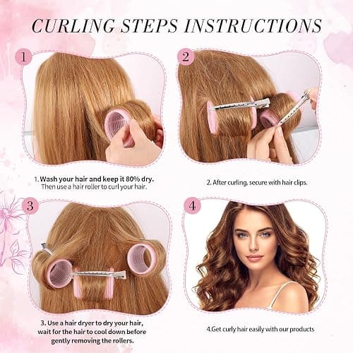 Obeoby 4 Sizes Hair Rollers Curlers Set with Clips for Women (Light Colors) | No Heat Hair Rollers Set - 4 Sizes Jumbo Large Big Small Rollers for Long Short Curly Hair and Bangs Styling Birthday Gifts thumbnail 3