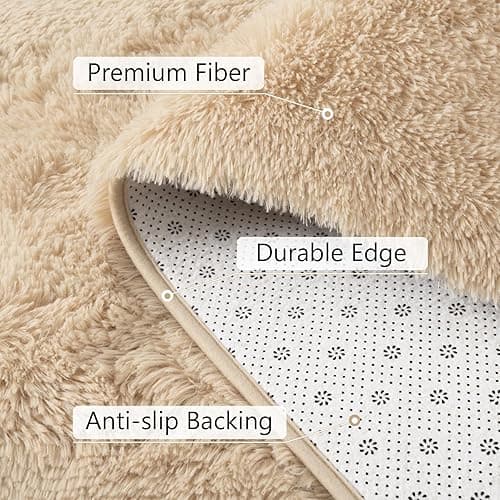 BENRON Soft Area Rugs for Living Room Bedroom Washable, Fluffy Rugs for Kids Children Girls Boys Room Decor, 3x5 Throw Rug for Nursery Kitchen Dining Table, Indoor Floor Carpets, Light Tan thumbnail 5