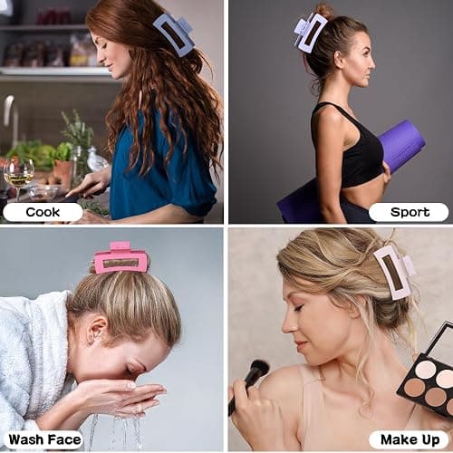 Sisiaipu 4.1 Inch Jumbo Hair Clips - 12 Pcs Colorful Square Jaw Clips for Thick Hair, Women and Girls Hair Accessories thumbnail 5