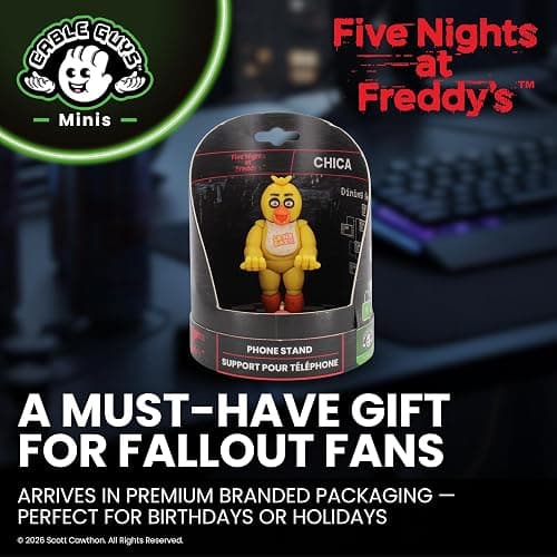 Cableguys Minis Five Nights at Freddy's Chica Phone Stand & Earbuds Holder - Novelty Phone Stand for Desk Decor and Bedside Accessories, In Ear Headphone Holder for Smartphone & Small Devices thumbnail 6